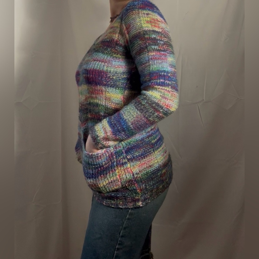 Y2K Rainbow Knit Long Sleeve girly Cozy Sweater Size L - Picture 15 of 16